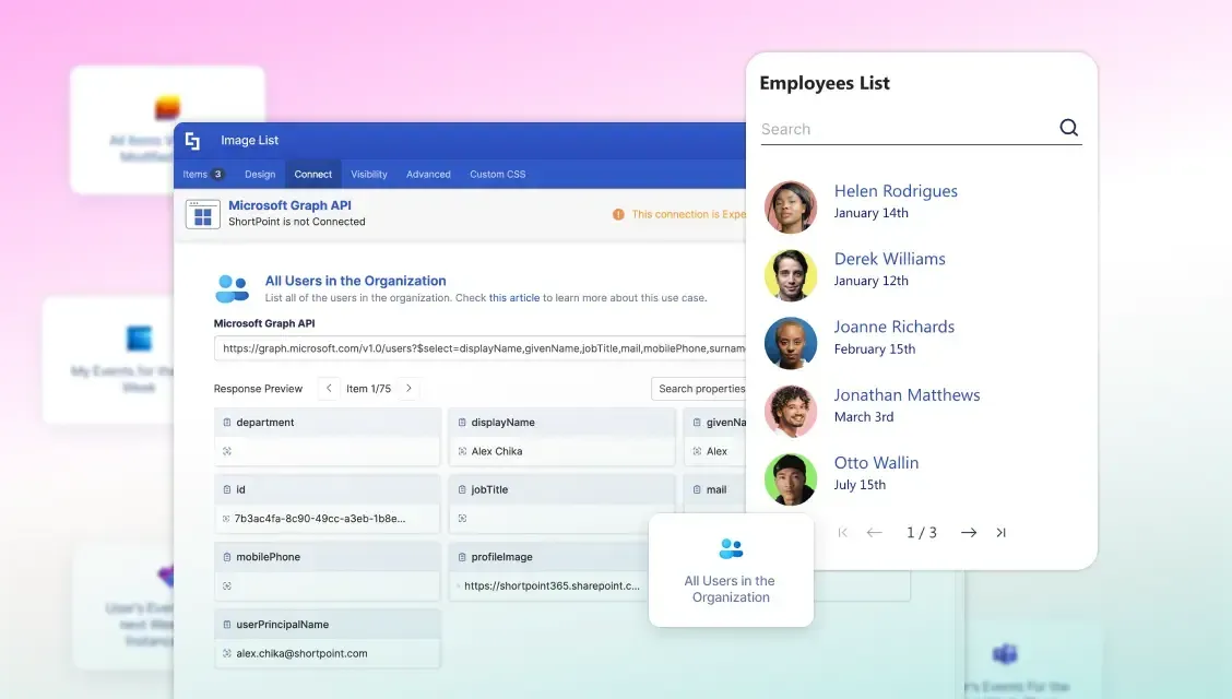ShortPoint's No-Code Microsoft Graph API Connection