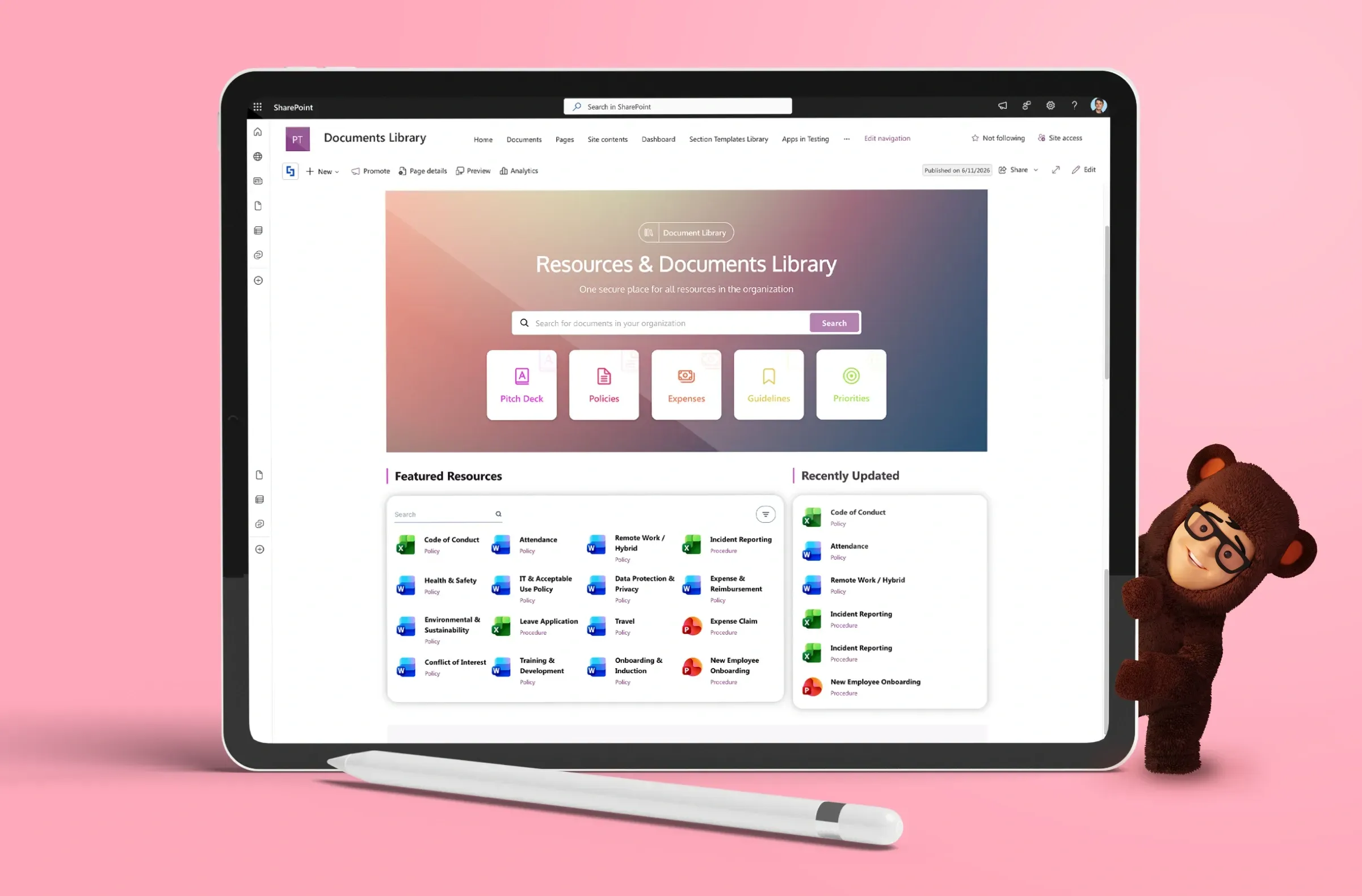 A professionally designed SharePoint intranet homepage built with ShortPoint