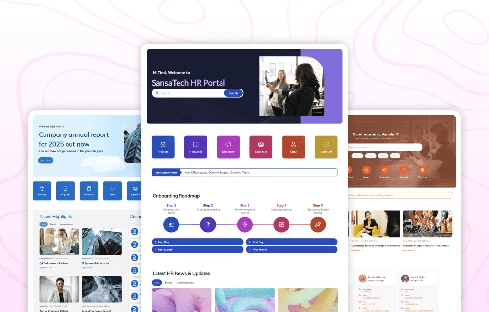Hero banner showing a selection of the best SharePoint templates for intranets