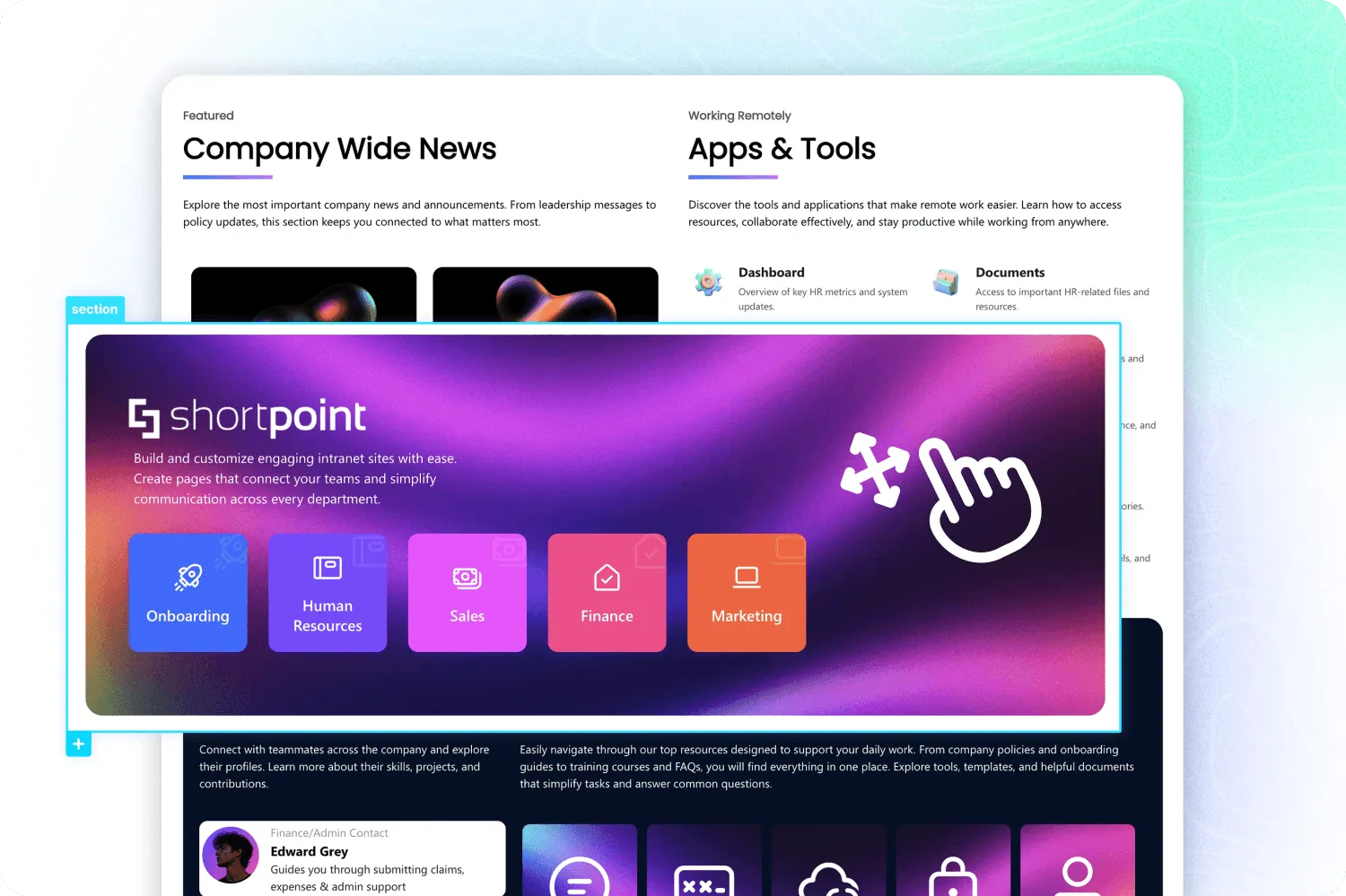 Drag and drop in ShortPoint Live Mode