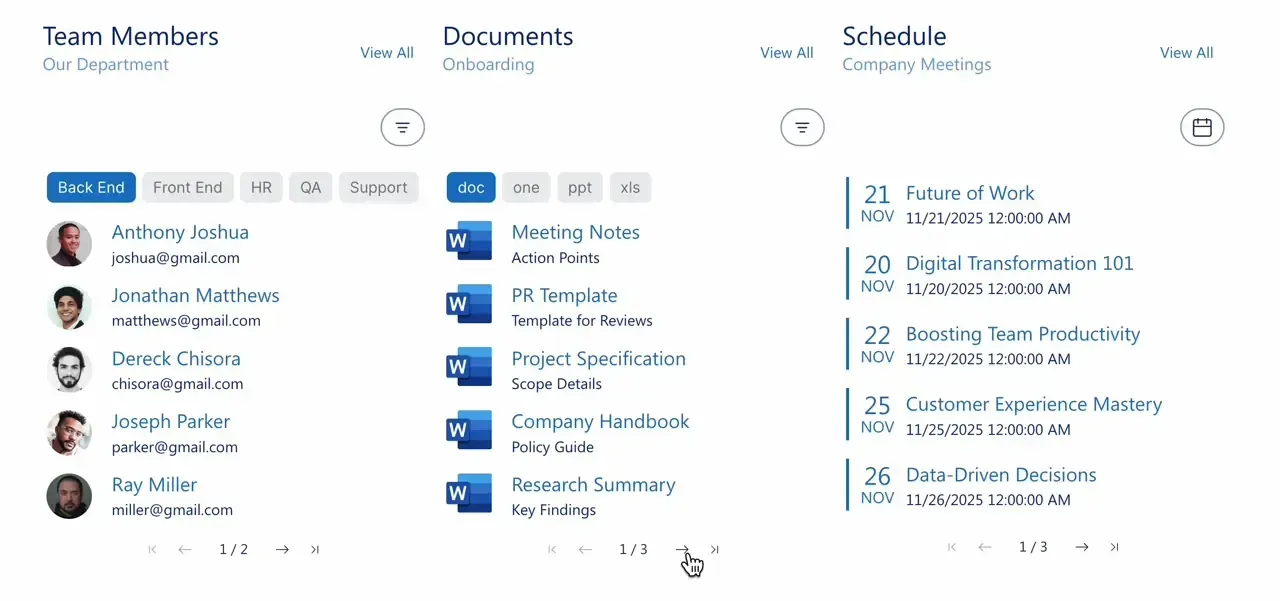 pagination widget demo