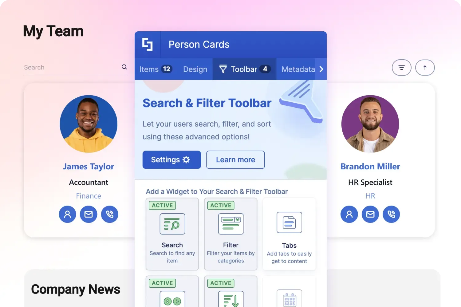 Search and Filter Toolbar Expansion
